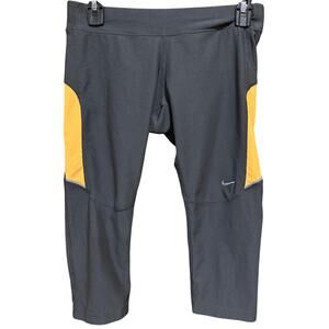 Nike Capri Pants Women Size M Medium Gray Running Leggings Zip Pockets Dri Fit